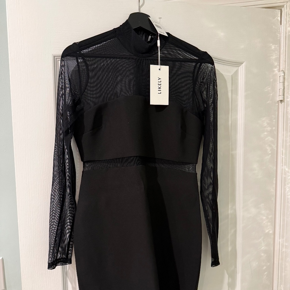 NWT Likely Black Mesh Dress, Sz 8